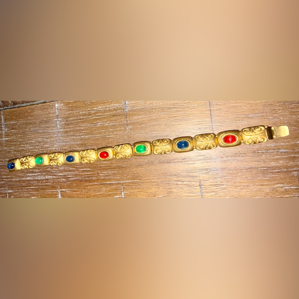 Vintage 1992 JADED (NY) Gold Bracelet with Multicolor Stones